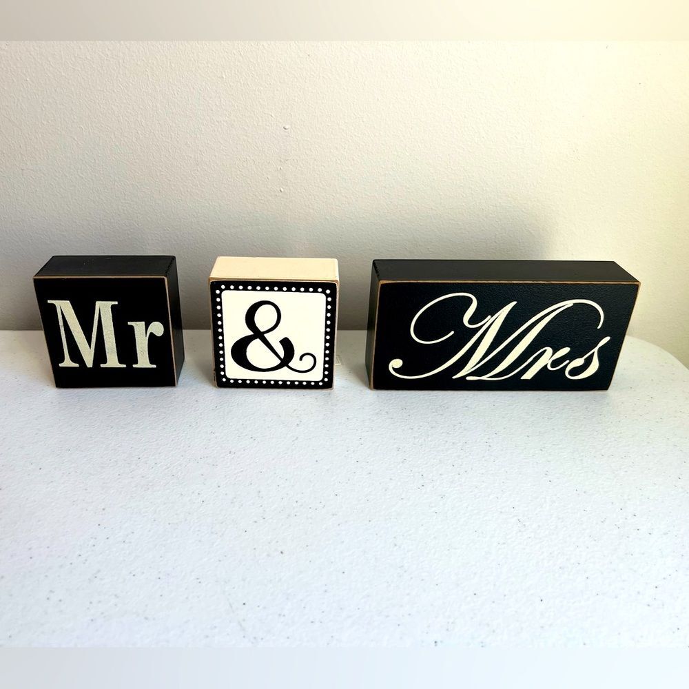 Mr. & Mrs. Black White Blocks Bridal Shower Wedding Reception Engagement Party